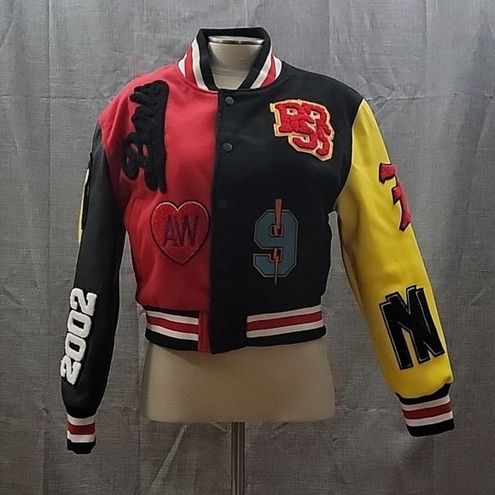 Azalea Wang Color Block Varsity Crop Bomber Jacke… - image 3